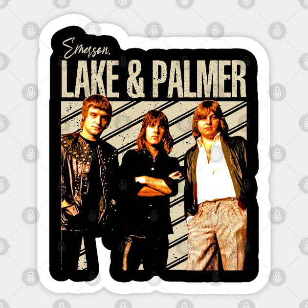 ELP Beyond the Vinyl Emerson Palmer Band-Inspired Threads, Prog Rock Echoes in Every Stitch Sticker by woman fllower